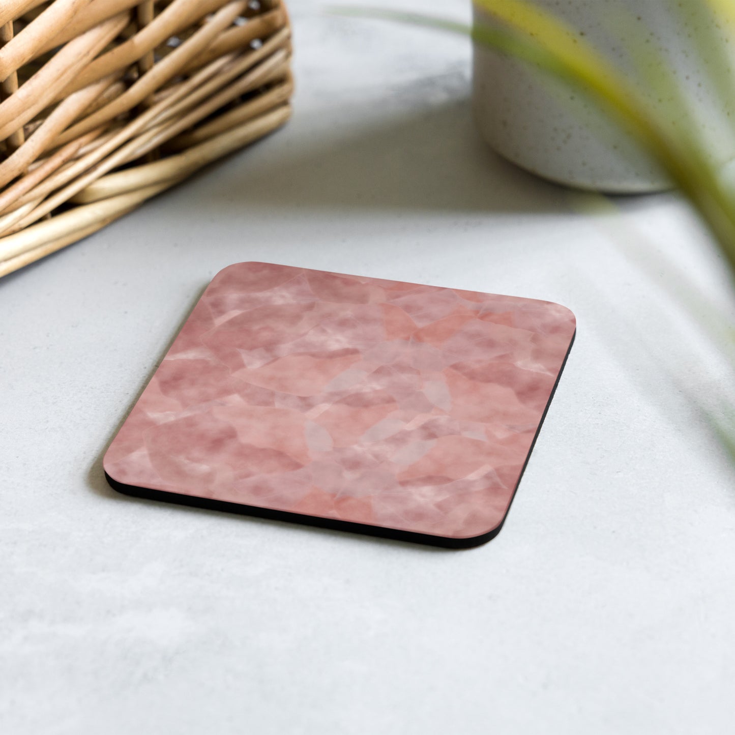 Rose Quartz Cork-Back Coaster