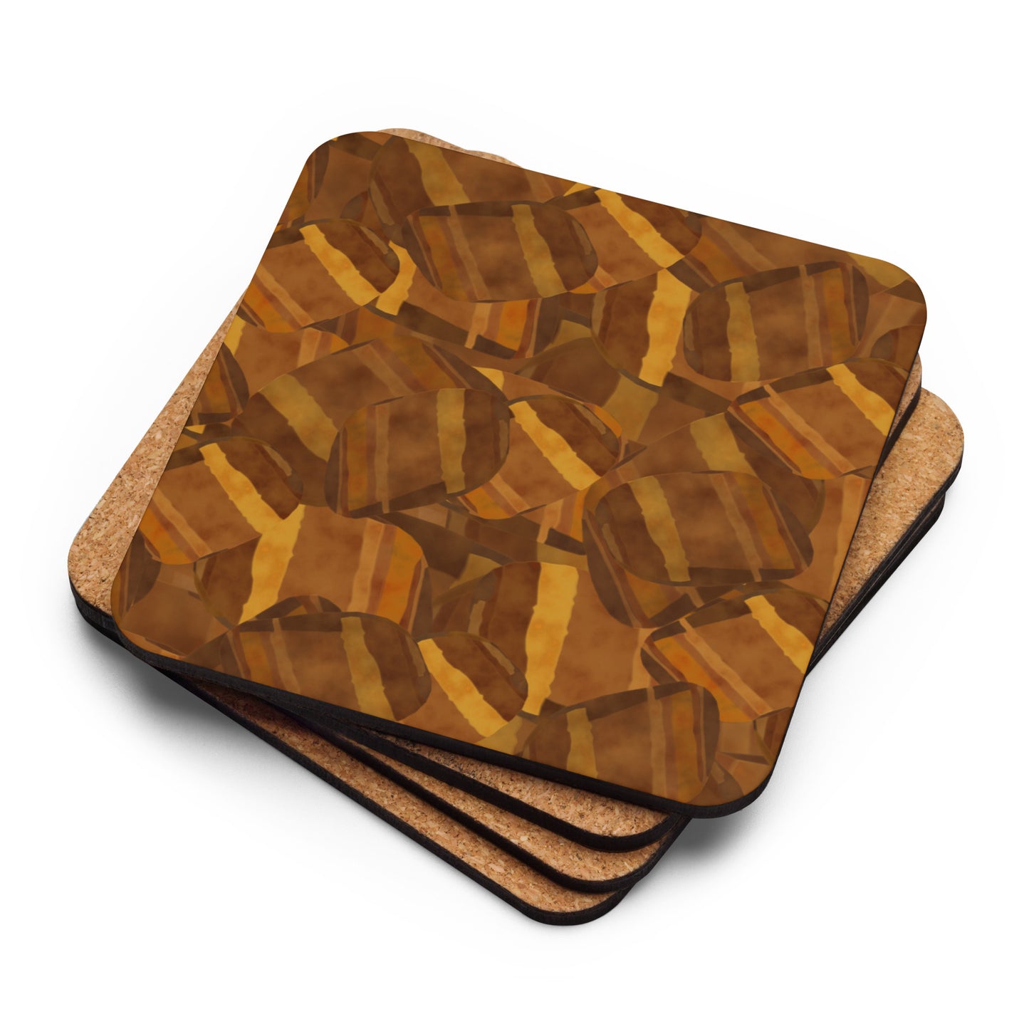Tigers Eye Cork-Back Coaster