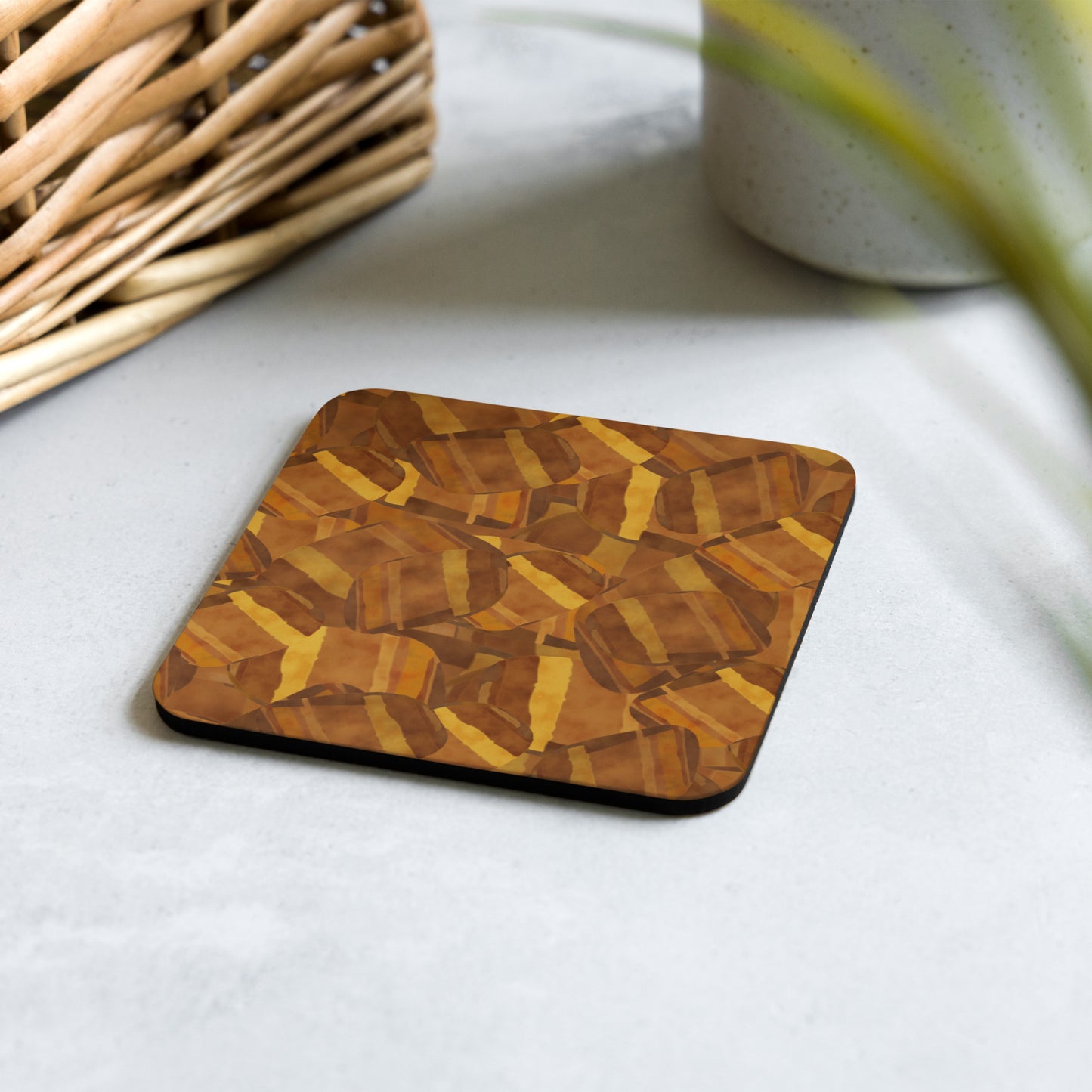 Tigers Eye Cork-Back Coaster