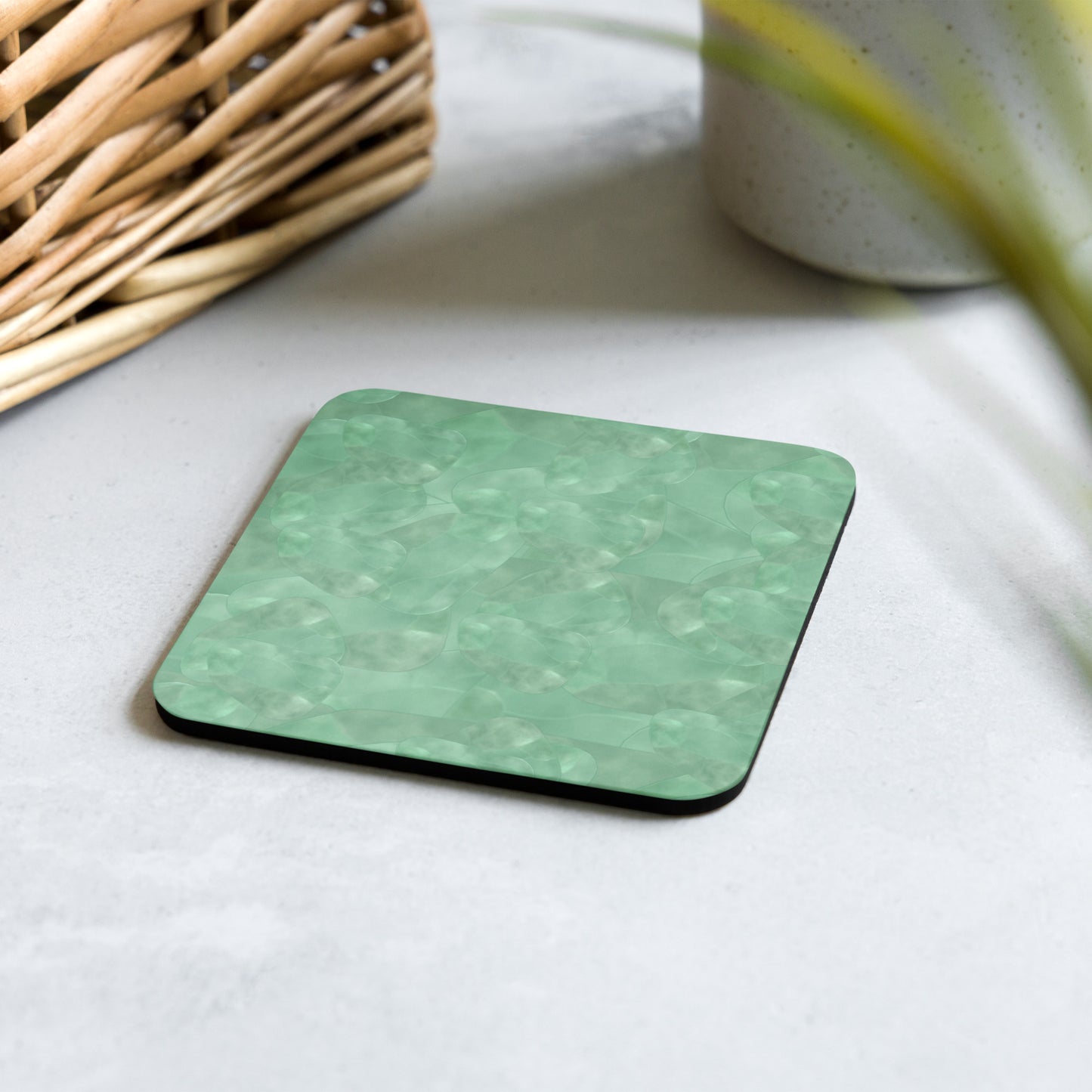 Green Aventurine Cork-Back Coaster