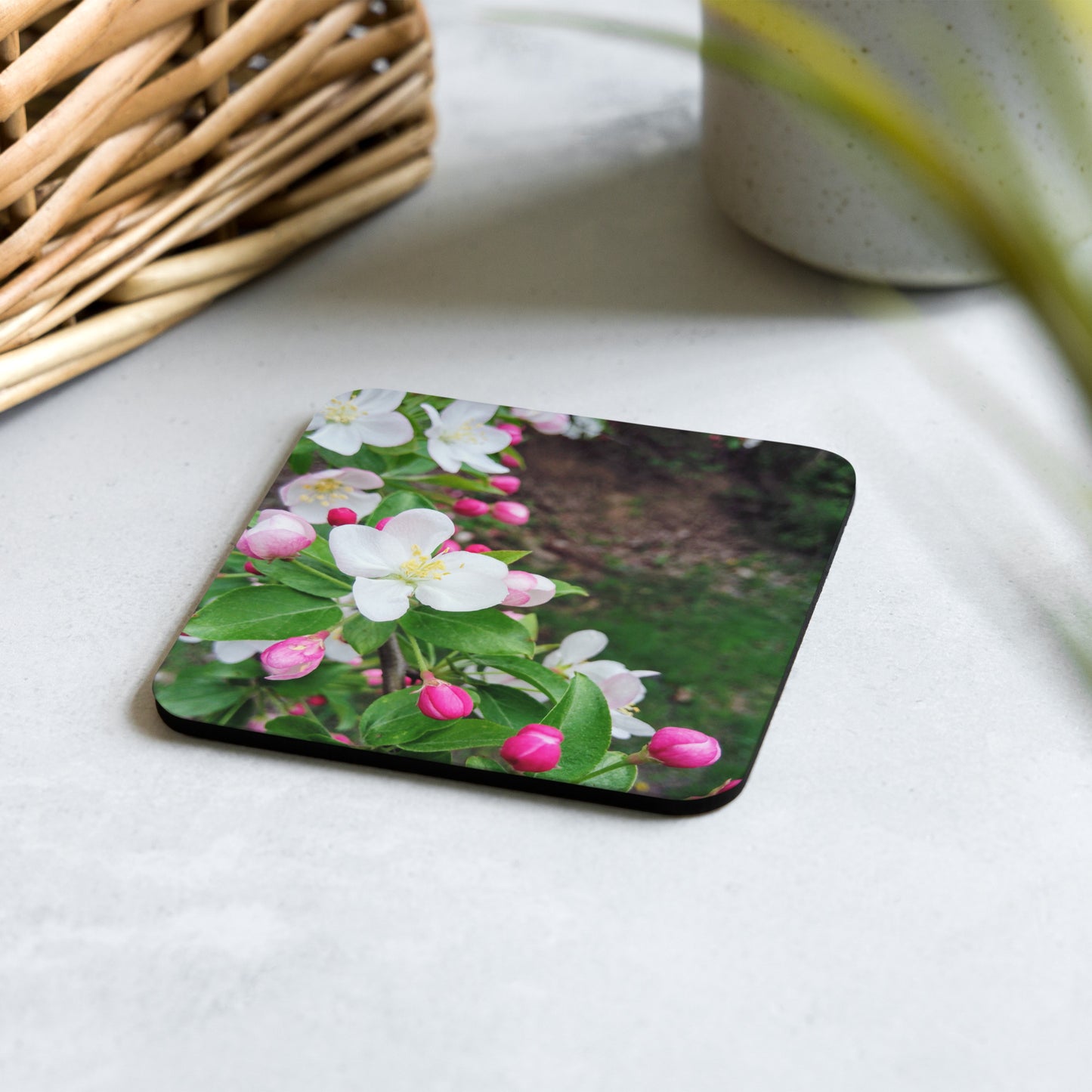 Spring Blossom Cork-Back Coaster