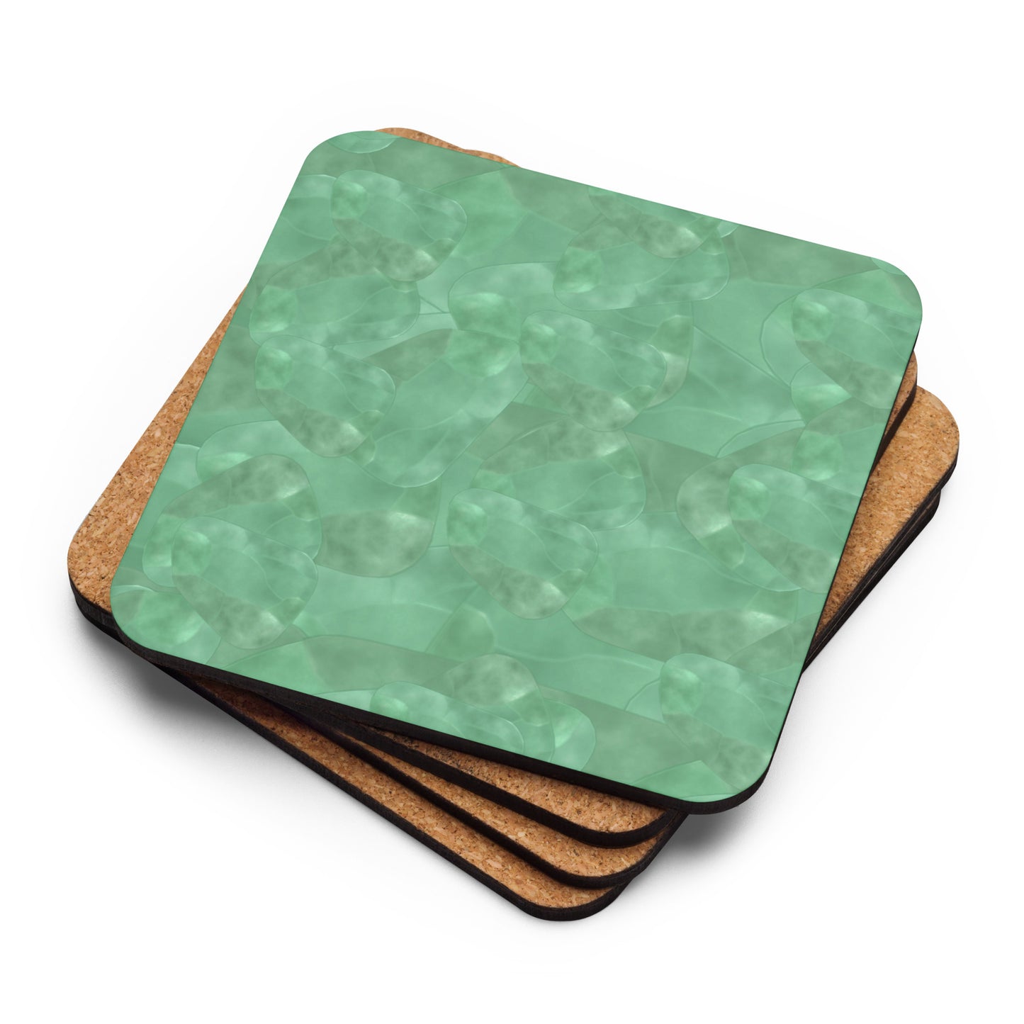 Green Aventurine Cork-Back Coaster
